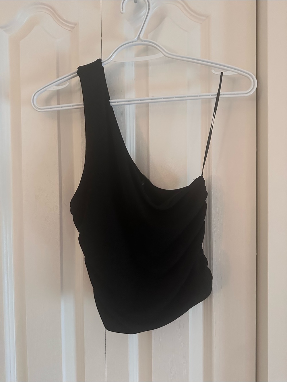 Dynamite Black One-Shoulder Draped Camisole